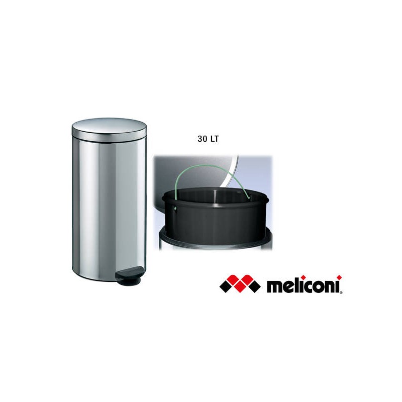 PATTUMIERA ACCIAIO INOX 30lt C/PED MELICONI