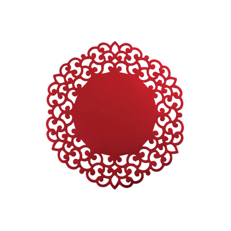 SOTTOPIATTI ROSSO SATIN LASER CUT 33cm 4pz