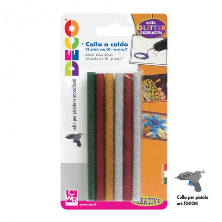 COLLA A CALDO GLITTER 12 STICK 10cm ø7mm