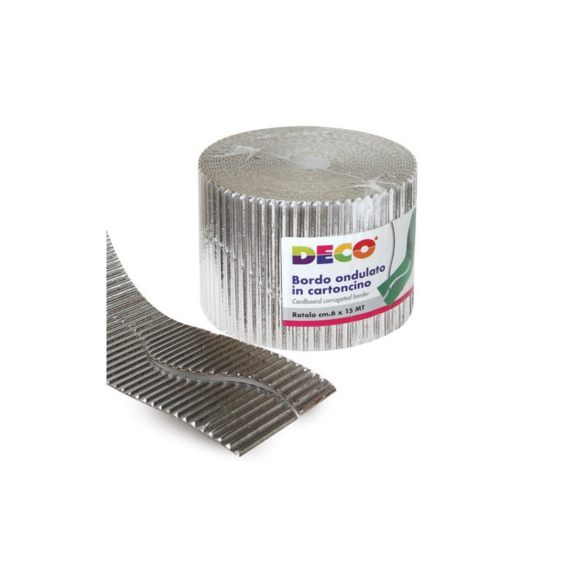 BORDO CARTONCINO CANNETè ONDULATO cm6x15mt ARGENTO METAL