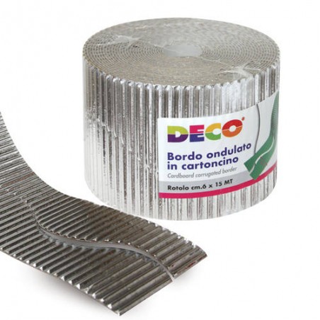 BORDO CARTONCINO CANNETè ONDULATO cm6x15mt ARGENTO METAL