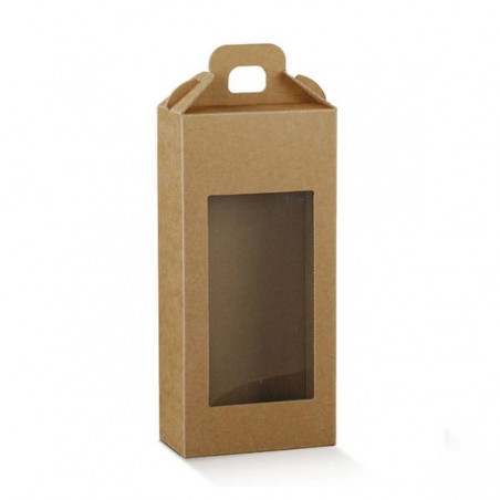 VALIGETTA 2 BOTTIGLIE C/FINESTRA 13x7x28cm AVANA LISCIA