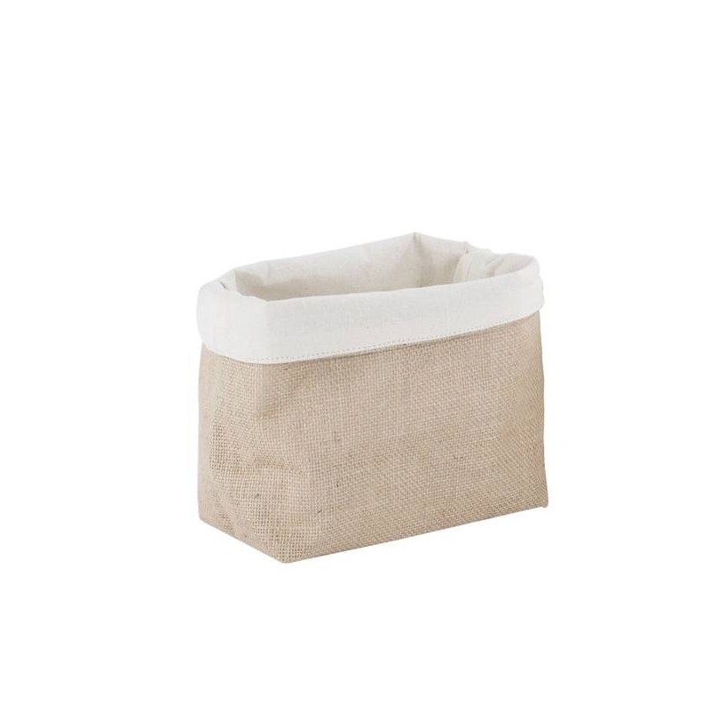 CESTINO MORBIDO DI JUTA E COTONE 28x18x18cm NATURALE