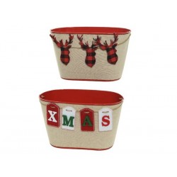 VASO METALLO C/JUTA DECOR CHRISTMAS 12x21x12cm 2 ass.