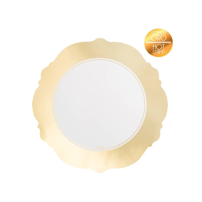 SOTTOBICCHIERI LIBERTY BIANCO/ORO ø10cm 6pz