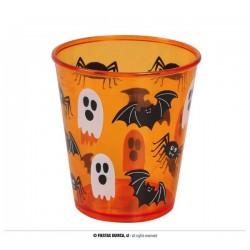 BICCHIERE PLASTICA HALLOWEEN ARANCIONE 18cm
