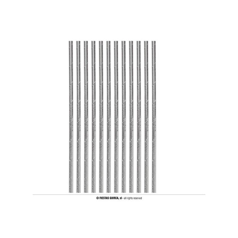 CANNUCCE CARTA 6x20cm ARGENTO METAL 12pz
