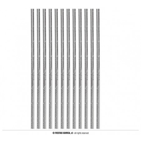 CANNUCCE CARTA 6x20cm ARGENTO METAL 12pz