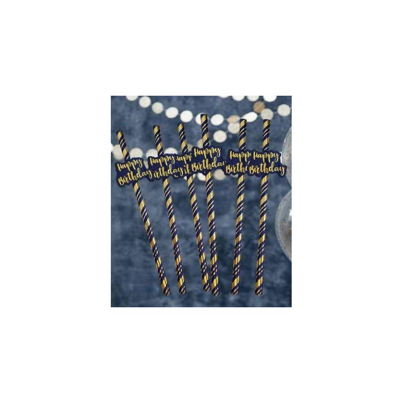 CANNUCCE CARTA COMPLEANNO ELEGANCE BLUE 6pz