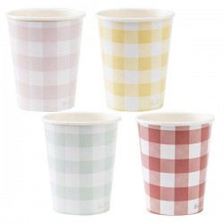 BICCHIERI 250cc DAMIER COLORI ASSORTITI 8pz