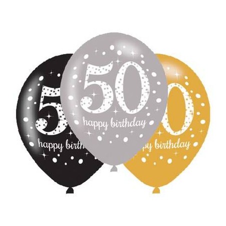 PALLONCINI LATTICE LARGE SPARKLING BIRTHDAY 50 ANNI 6pz