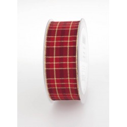 NASTRO TESSUTO LAME' SCOZZESE  mm40x20mt ROSSO-ORO