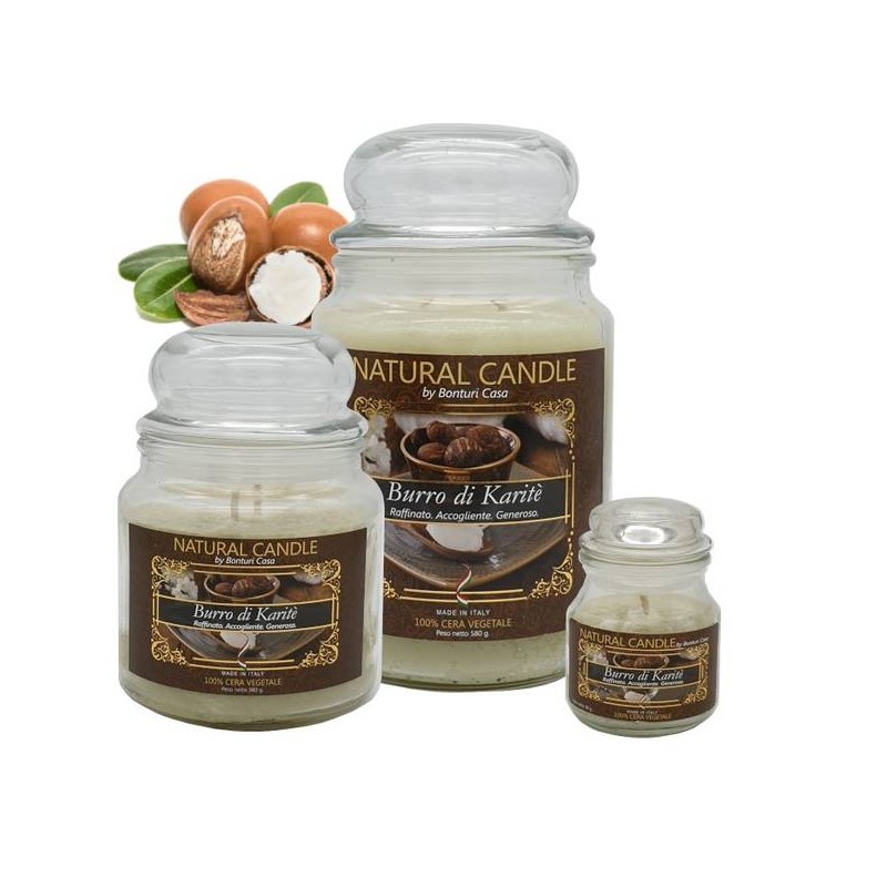 NATURE CANDLE 90gr GIARA 100% CERA VEGETALE BURRO DI KARITè