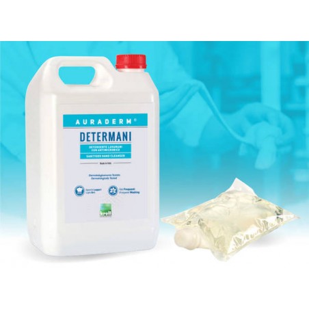 DETERGENTE LAVAMANI C/ANTIMICROBICO AURADERM DETERMANI 1lt CON DOSATORE KROLL