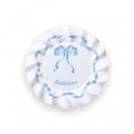 PIATTI BATTESIMO FIOCCO CELESTE ø20 8pz