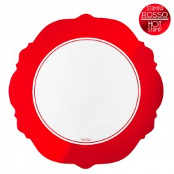 SOTTOPIATTI LIBERTY ø33cm BIANCO BORDO ROSSO METAL 4pz