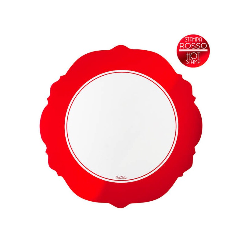 SOTTOPIATTI LIBERTY ø33cm BIANCO BORDO ROSSO METAL 4pz