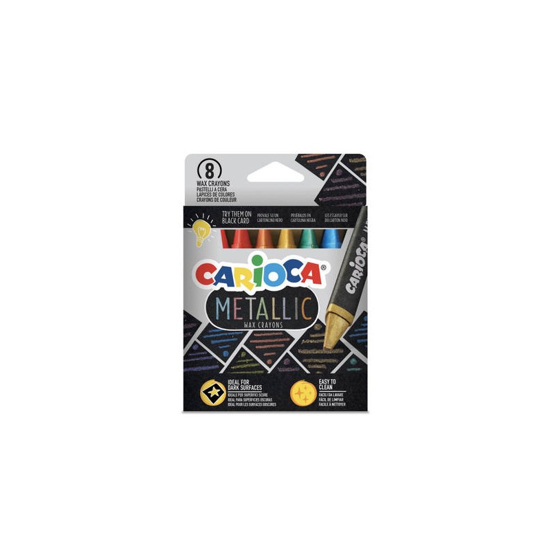 CARIOCA METALLIC PASTELLI A CERA TRIANGOLARI 8pz