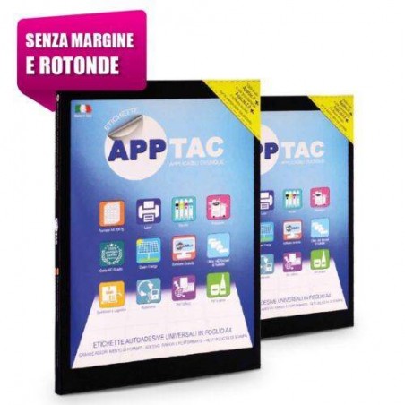 ETICHETTE APPTAC SM0503 210x297  IN F.TO A4 BIANCHE NON RIMOVIBILI 100pz