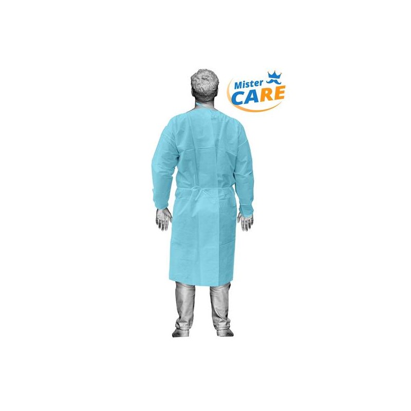 Mr.Care - CAMICE VISITATORE in PP 25gr/m² CON LACCI 115x137cm AZZURRO 10pz