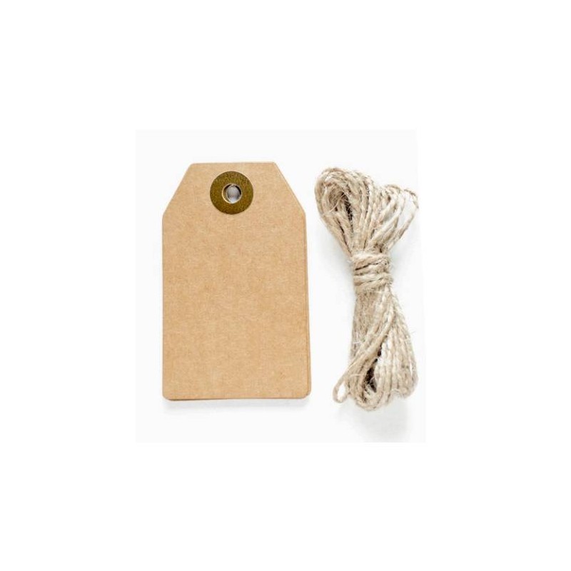 TAG CARTA KRAFT CON CORDINO IN JUTA 4,5x7,5cm 20pz AVANA