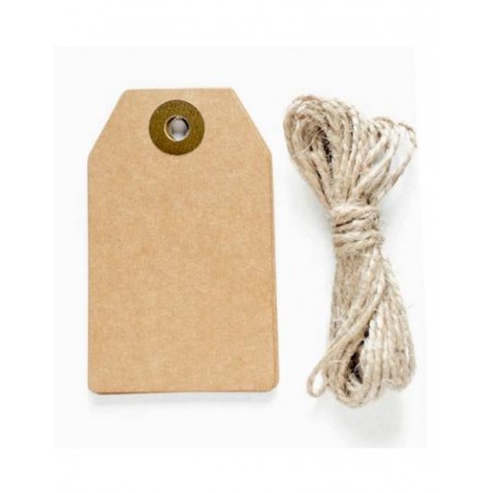 TAG CARTA KRAFT CON CORDINO IN JUTA 4,5x7,5cm 20pz AVANA