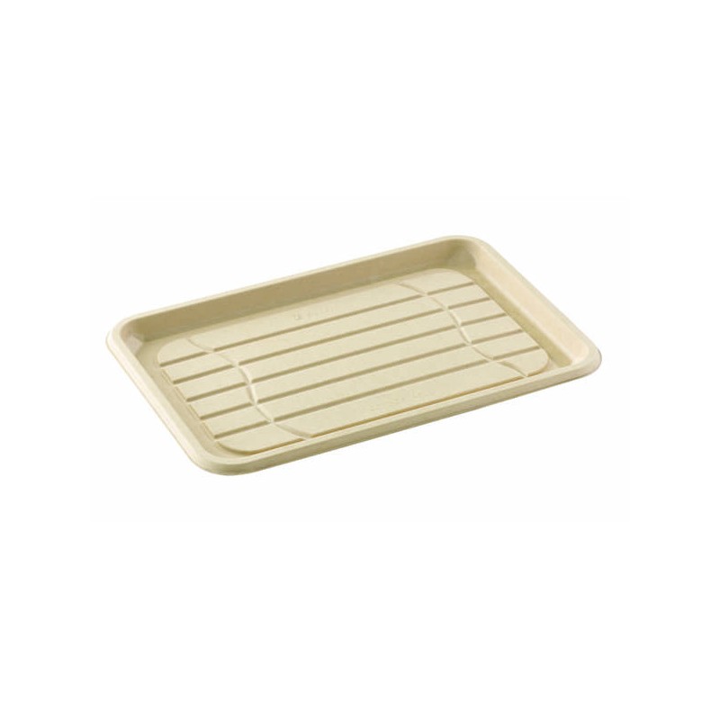 VASSOIO LARGE POLPA RETTANGOLARE 46x30xh.2,7 BIO COMPOSTABILE 25pz