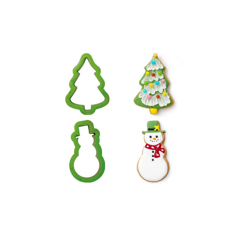 TAGLIAPASTA ALBERO NATALE E PUPAZZO NEVE 8,5x2,2cm SET 2pz