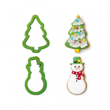 TAGLIAPASTA ALBERO NATALE E PUPAZZO NEVE 8,5x2,2cm SET 2pz