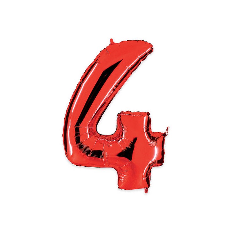 PALLONE NUMERO 4 MYLAR 102cm 40 ROSSO