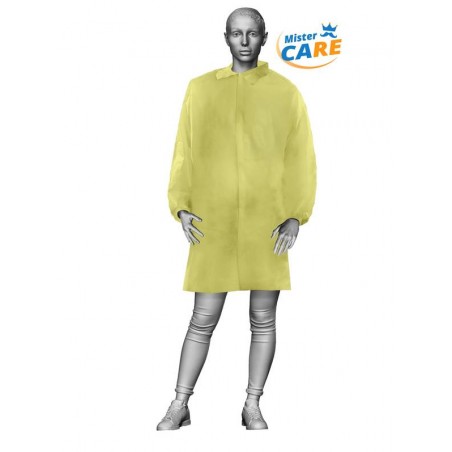 Mr.Care - CAMICE LAB in PP 30gr/m² VELCRO col.GIALLO TG.L 1pz