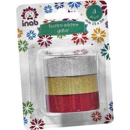 NASTRO ADESIVO GLITTER mm15x3mt 3 ROTOLI