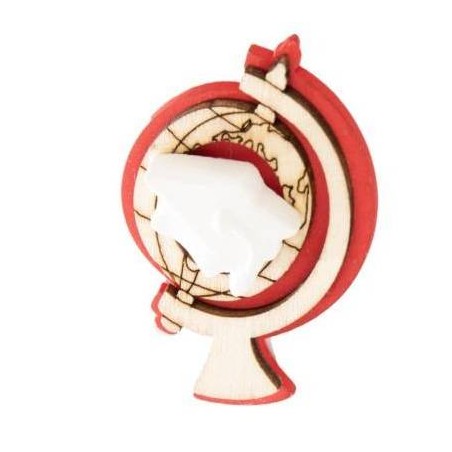APPLICAZIONE MAGNETE MAPPAMONDO LAUREA GESSO/LEGNO 5cm 12pz