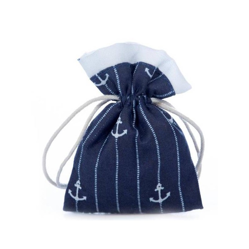 SACCHETTO MARE BLU CON ANCORE H9cm 12pz