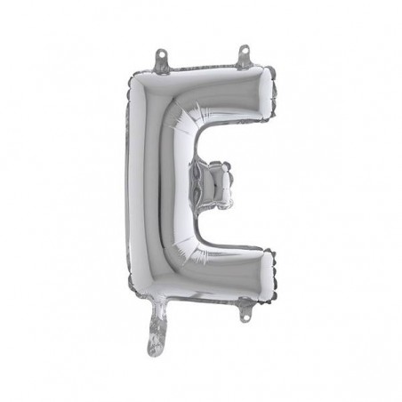 LETTERA E MYLAR SILVER 14 36cm