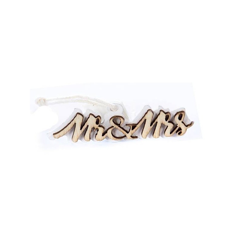 APPLICAZIONE MAGNETE SCRITTA IN LEGNO 'MR&MRS' 24pz