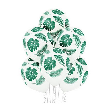 PALLONCINI LATTICE 30cm TROPICAL LEAVES 10pz