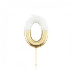 CANDELINA NUMERO 0 BIANCO/ORO 10,5cm