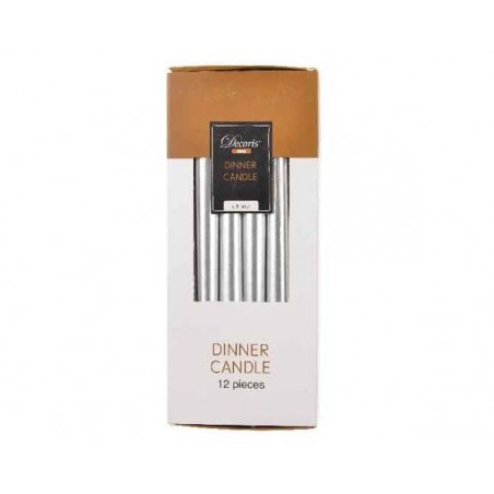 CANDELE STELO DINNER METALLIC ø2,15x25cm 12pz ARGENTO