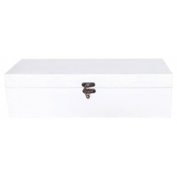 CASSETTA LEGNO BIANCA ANTICATA 1 BOTTIGLIA 36x10,5x10,5...