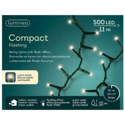 LUCI 500 LED 11mt FILO VERDE - BIANCO CALDO INT/EST EFFETTO LAMPEGGIANTE