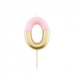 CANDELINA NUMERO 0 ROSA/ORO 10,5cm