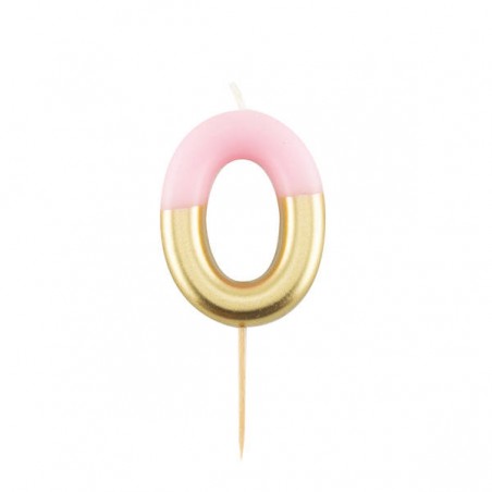 CANDELINA NUMERO 0 ROSA/ORO 10,5cm