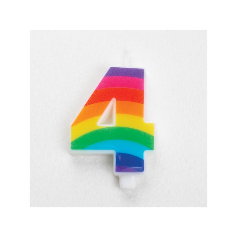 CANDELINA NUMERO 4 SCINTILLANTI RAINBOW 9,5cm