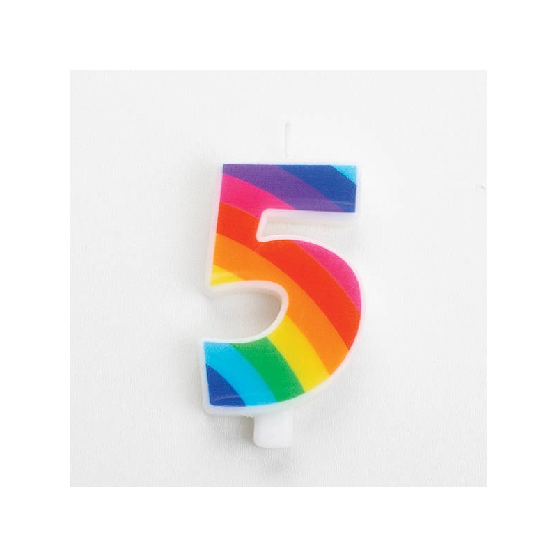 CANDELINA NUMERO 5 SCINTILLANTI RAINBOW 9,5cm