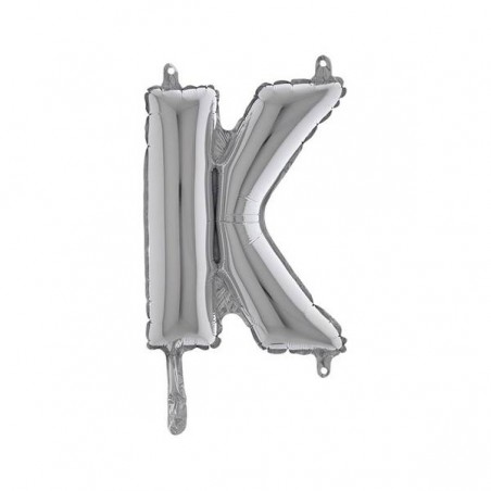 LETTERA K MYLAR SILVER 14 36cm