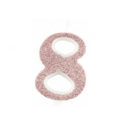 CANDELINA NUMERO 8 GLITTER ROSE GOLD 9,5cm