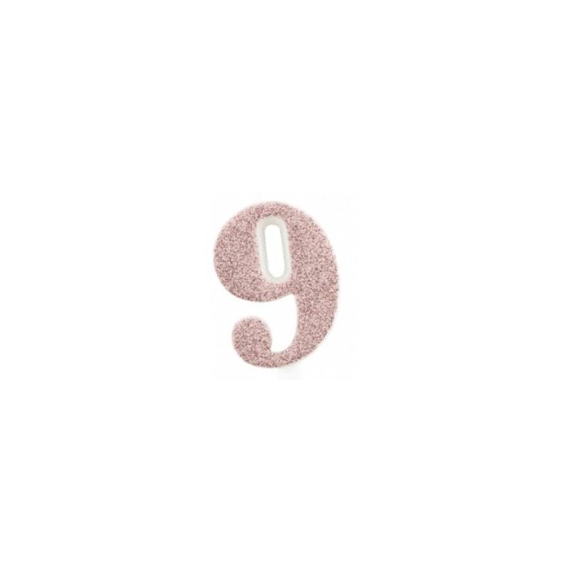 CANDELINA NUMERO 9 GLITTER ROSE GOLD 9,5cm