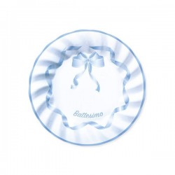 PIATTI BATTESIMO FIOCCO CELESTE ø25 8pz