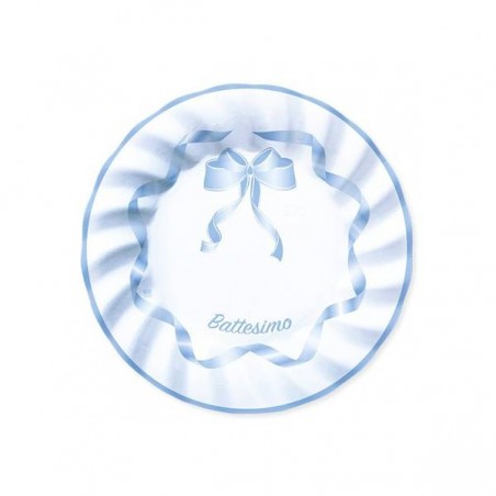 PIATTI BATTESIMO FIOCCO CELESTE ø25 8pz